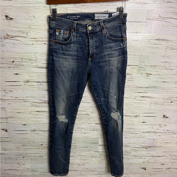 AG Adriano goldschmied Women's Dark Blue Distressed Skinny Jeans Farrah size 27 - Picture 1 of 8